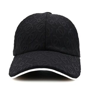 CHANEL Black Quilted CC Logo Baseball Cap